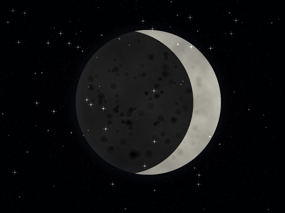 Generated NEOMIX gallery demo inspired by Crescent Moon Earthshine, rendered in telescope-style imaging.